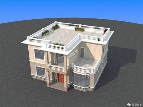 带内庭院二层简约实用平顶房屋设计全套图纸11.1mX12.3m - 我爱建房网