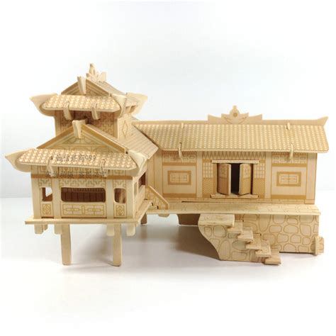 立体拼图木质拼装房子3D木制仿真建筑模型手工木头屋diy益智玩具-阿里巴巴