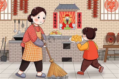 小年祭灶神传统习俗插画插画图片下载-正版图片401671070-摄图网