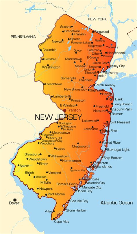 Map of New Jersey and Flag | Outline, Counties, Cities and Road Map - Best Hotels Home