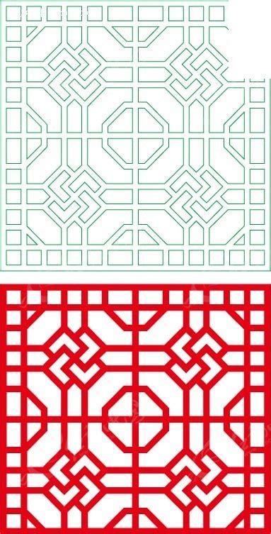 红色 卍字纹花格图案中式窗格EPS素材免费下载_红动中国