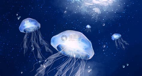 唯美深海水母插画图片下载-正版图片400099979-摄图网