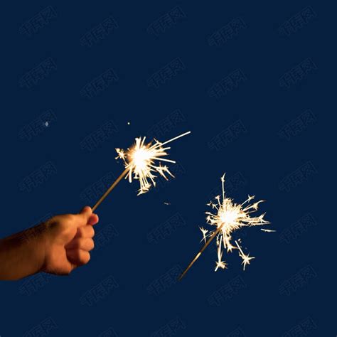 三根点燃火花的仙女棒烟花素材图片免费下载-千库网