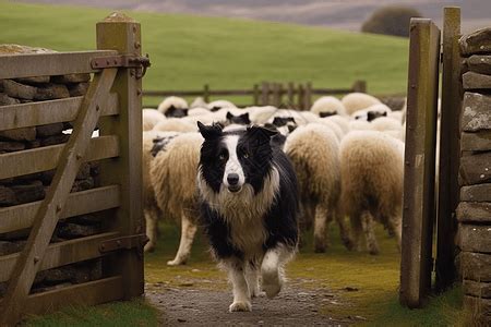 边境牧羊犬放牧绵羊高清图片下载-正版图片600074363-摄图网