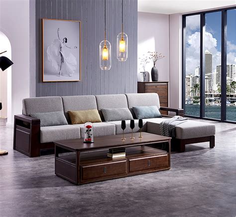 新中式实木沙发组合三人现代酒店样板房会所客厅家具沙发定制工厂5_新中式家具定制