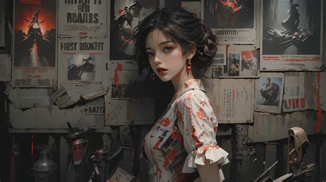 报纸墙美女