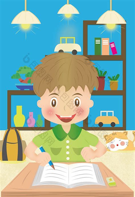 亚洲孩子阅读和写作在家做作业在家做庭作高清图片下载-正版图片502984783-摄图网