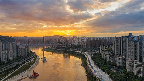 夕阳下的重庆两江交汇两岸高清图片下载-正版图片501787273-摄图网
