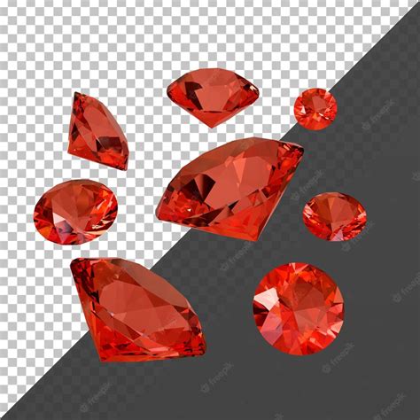 Premium PSD | 3d rendering of shiny red diamond gems