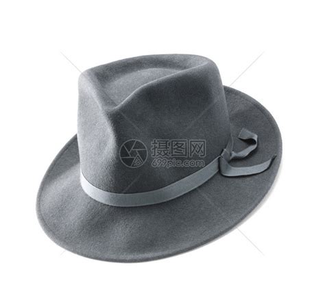 灰色帽子和丝带隔离在白色背景高清图片下载-正版图片502861477-摄图网