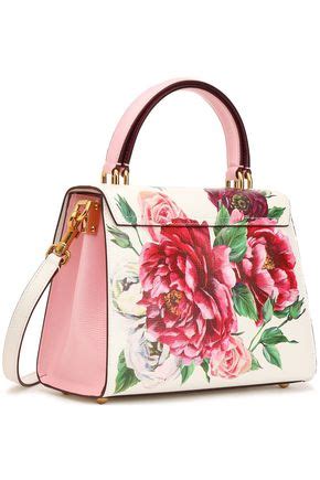 Dolce & Gabbana Floral-print Textured-leather Shoulder Bag In White ...