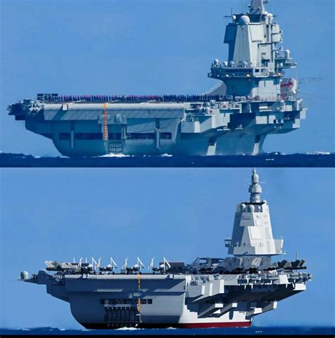 世界主流航母对比图，大小吨位一目了然，福建舰已跃居第二_配套_舰宽_电子战飞机