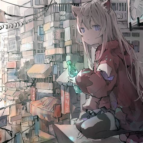 温柔忧郁插画女生头像