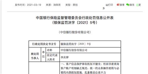 中信银行回应被罚450万元：相关问题已整改完毕_手机新浪网