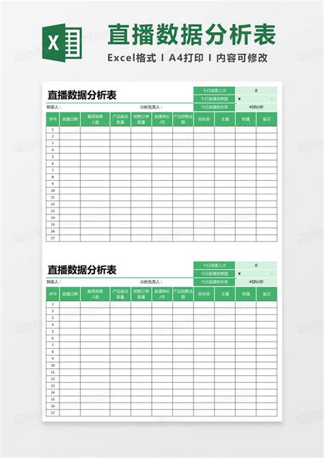 简约直播数据分析表脚本EXCEL模版模板下载_直播_图客巴巴