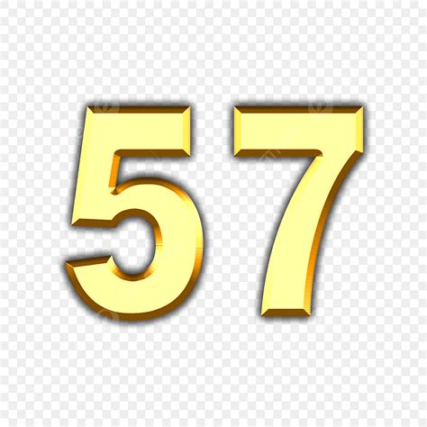 數字57金色字體, 五十七, 為字體, 金色素材圖案，PSD和PNG圖片免費下載