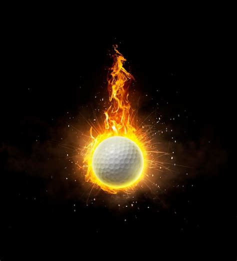 Premium Photo | Golf on fire on black background