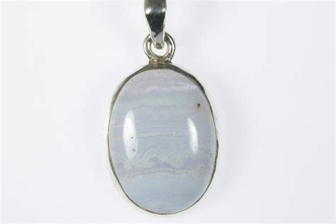 1" Blue Lace Agate Pendant (Necklace) - 925 Sterling Silver (#228639 ...
