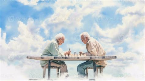 illustration of two grandfathers playing chess 25531179 Stock Photo at ...
