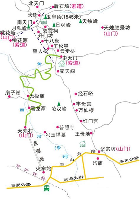 爬泰山路线示意图图片