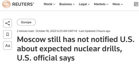 外媒：美称预计俄罗斯将很快举行核演习，但尚未接到俄方通知|俄罗斯|外媒|北约_新浪新闻