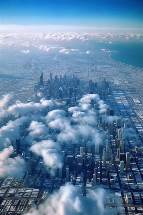 飞机上俯瞰城市图片-包图网