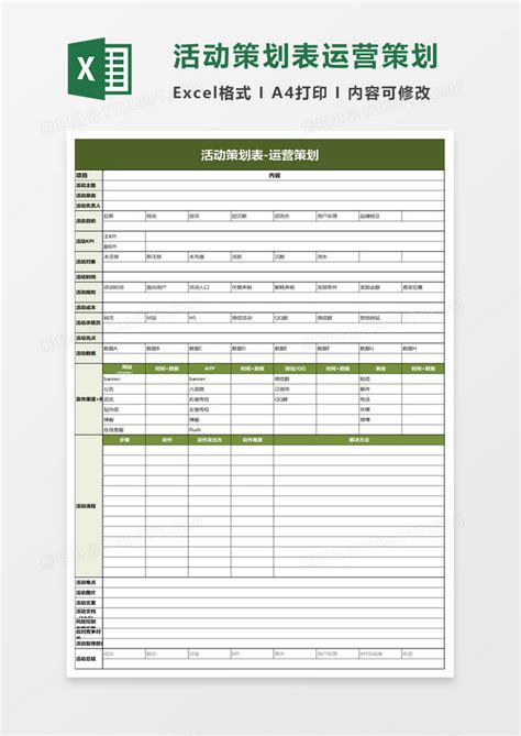 活动策划表运营策划Excel模板下载_熊猫办公