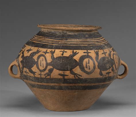 新石器时期 马家窑文化彩陶罐(正面) 美国哈佛艺术博物馆藏-古玩图集网