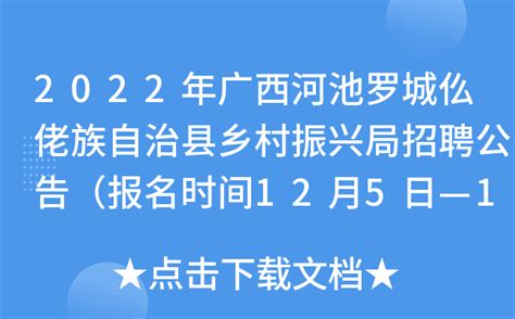 2022年广西河池罗城仫佬族自治县乡村振兴局招聘公告（报名时间12月5日—13日）