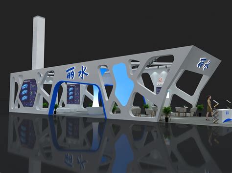 丽水展位农博会新派蓝白系3D设计效果图_治术艺空-站酷ZCOOL