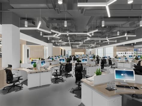 现代办公楼开敞办公区3d模型下载-【集简空间】「每日更新」