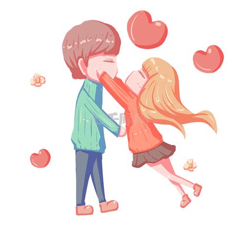 手绘可爱卡通人物插图亲亲的情侣png图片免费下载-素材7xiPgPgUk-新图网
