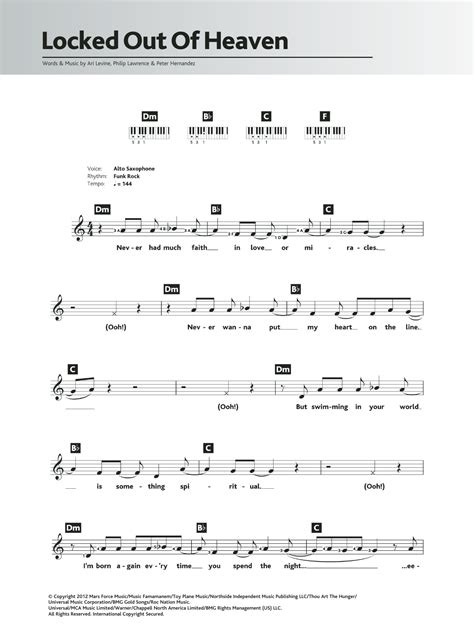 Locked Out Of Heaven Sheet Music | Bruno Mars | Piano Chords/Lyrics