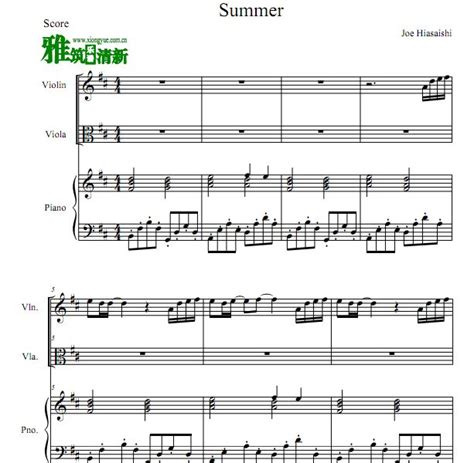 One Summer s Day 久石让 钢琴独奏 钢琴谱 五线谱