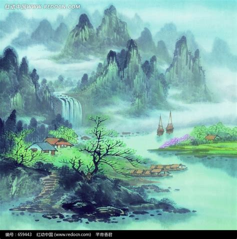 油墨画图片