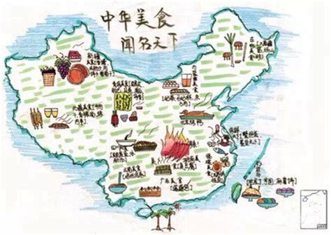 清新风中国美食地图推广宣传海报/手机海报-凡科快图
