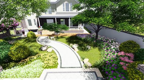 花园庭院设计自建房别墅住宅景观装修工程建筑鸟瞰效果图设计制作-庭院-猪八戒网