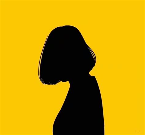 黑剪影女生头像图片