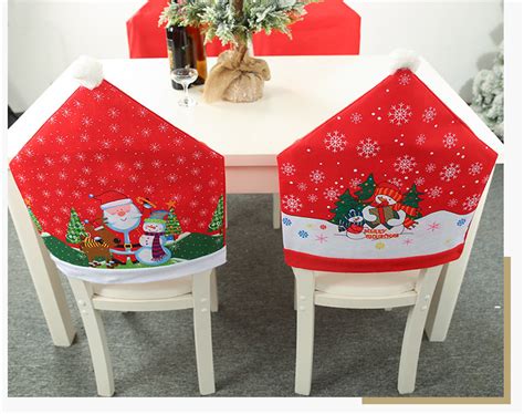 新款圣诞节椅子套装饰物圣诞布艺餐椅套椅背圣诞雪人装饰椅帽 ...