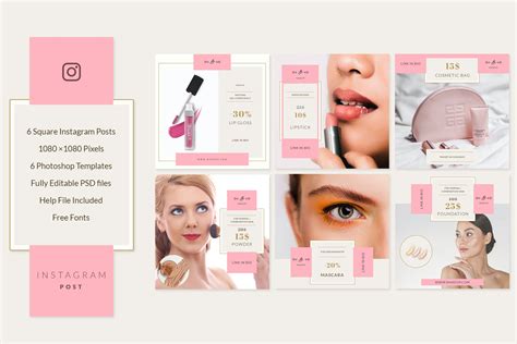 化妆品商店促销Instagram帖子模板 Cosmetic Shop Instagram – 设计小咖