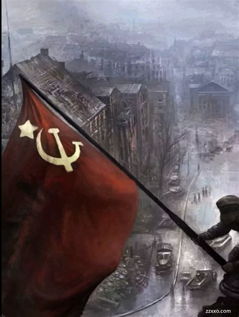 苏联镰刀锤子红旗图片插在大厦楼顶的|ZZXXO