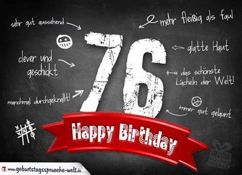 Happy Birthday 76 Geburtstag - Geburtstagssprüche-Welt