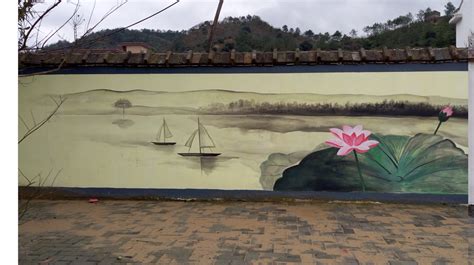 【文化墙】中式风格厦门川页雅庭墙绘壁画