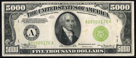 1934B $5000 Green Seal Federal Reserve Note Value - How much is 1934B $5000 Bill Worth ...