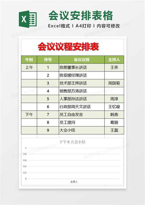会议议程安排表Excel模板下载_熊猫办公