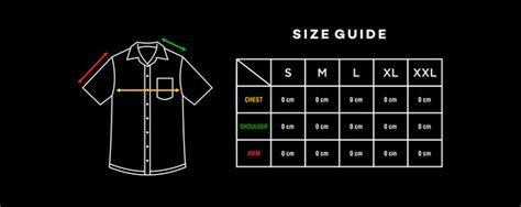 Short sleeve shirt size chart template Royalty Free Vector