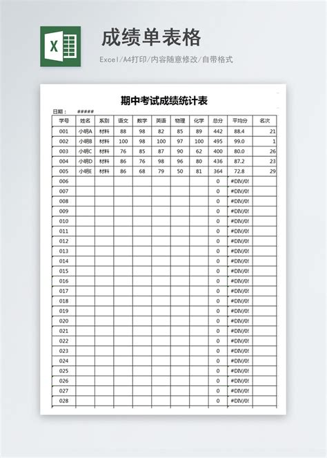 中考成绩单图片