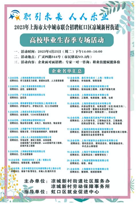2023年高校毕业生春季招聘凉城专场活动预告-上海市虹口区人民政府