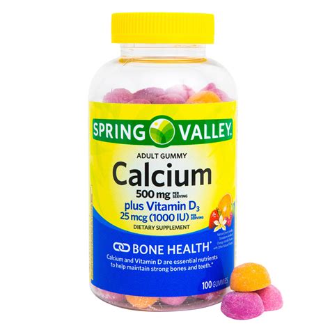 Spring Valley Calcium 500 mg + Vitamin D3 25 mcg Bone Health Dietary ...