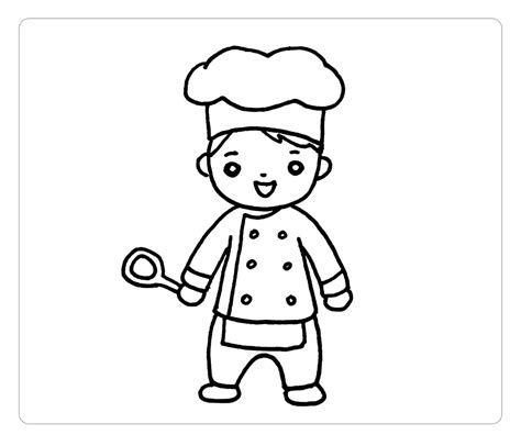 教你画小厨师彩色简笔画（卡通厨师简笔画图文步骤教程）-我爱育娃